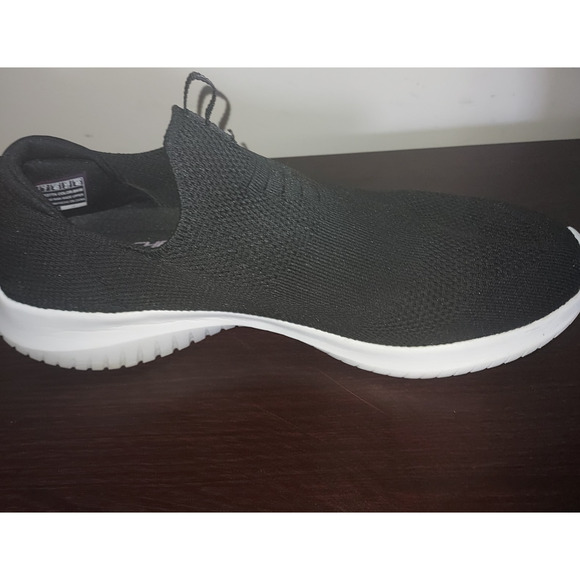 Skechers Womens Knit Sneakers 10M Slip Ons Ultra Flex First Comfort Black White - Picture 5 of 13